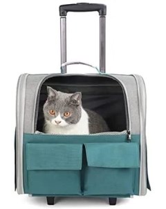 Рюкзак тележка Travel для путешествий с животными серый с зеленым КОМФОРТ Zoowell