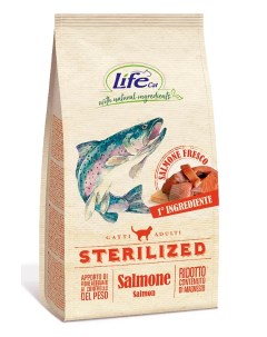Сухой корм для кошек ADULT STERILIZED для стерилизованных лосось 7 5 кг Lifecat