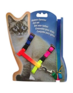 Шлейка и поводок для кошек Walk разноцветный универсальный набор Zoowell