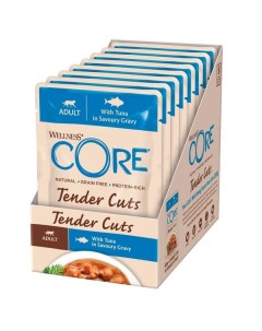 Влажный корм для кошек TENDER CUTS тунец в соусе 8шт по 85г Wellness core