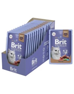 Влажный корм для кошек Premium ассорти из птицы в желе 14 шт по 85 г Brit*