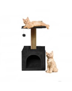Домик когтеточка для кошки 35х35х62 см чёрный Pet бмф