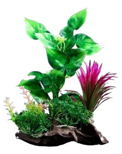 Искусственное растение в виде коряги зелено розовый 18 см 2 шт Пижон