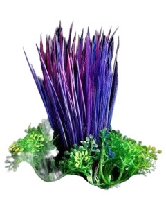 Искусственное растение аквариумное фиолетово зеленый 10 см 3 шт Пижон