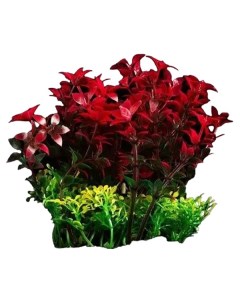 Искусственное растение аквариумное красно зеленый 15 см 3 шт Пижон