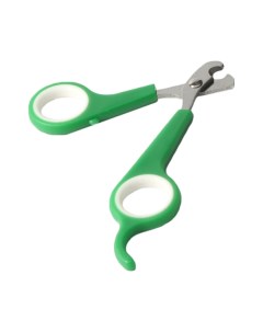 Ножницы когтерезы с упором для пальца отверстие 6 мм зеленые с белым Пижон