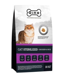 Сухой корм для стерилизованных кошек Cat Sterilized с курицей и рисом 18 кг Gina
