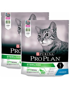 Сухой корм для кошек Cat Optirenal Sterilised кролик 2 шт по 0 4 кг Pro plan