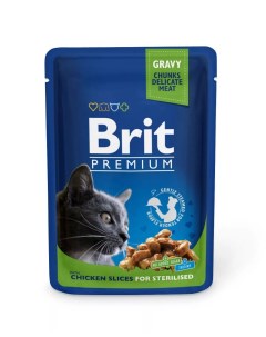 Влажный корм для кошек Premium For Sterilised курица 85г Brit*