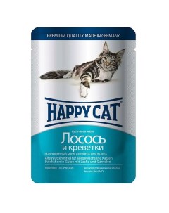 Влажный корм для кошек с лососем и креветками 100г Happy cat