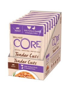 Влажный корм для кошек Tender Cuts индейка утка в соусе 24шт по 85г Wellness core