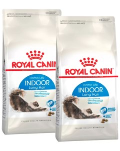 Сухой корм для кошек Indoor Long Hair для длинношерстных 2 шт по 2 кг Royal canin