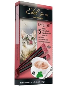 Лакомство для кошек Крем суп ягненок и клюква 5шт по 75г 2 шт Edel cat