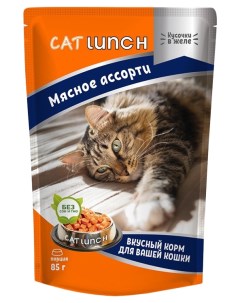 Влажный корм для кошек кусочки в желе мясное ассорти 24x85 г Cat lunch
