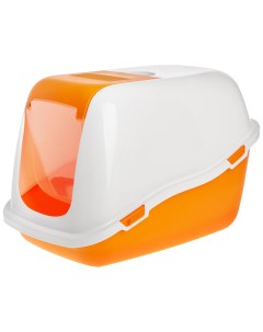 Домик туалет для кошек Comfort 57x39x41 оранжевый белый совок в наборе Pet-it