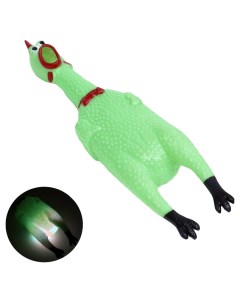 Игрушка пищащая Курица светящаяся для собак зеленая 28 см Пижон