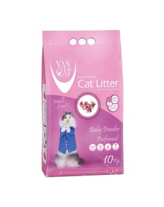 Наполнитель для кошачьих туалетов VanCat комкующийся с ароматом детской присыпки 10 кг Van cat