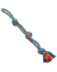 Игрушка для собак дразнилка канатная двойная оранжево голубой до 50 см Пижон