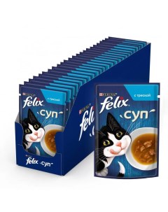 Влажный корм для взрослых кошек суп с треской в паучах 48 г х 36 шт Felix