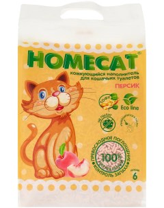 Наполнитель для туалета кошек Ecoline Персик комкующийся 4 шт по 6 л Homecat