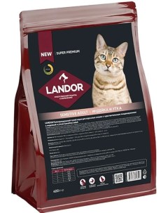 Сухой корм для кошек при чувствительном пищеварении индейка и утка 400г Landor