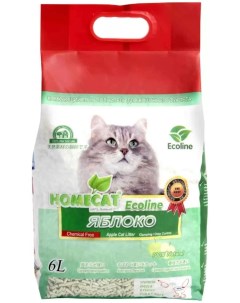 Наполнитель для туалета кошек Ecoline Яблоко комкующийся 4 шт по 6 л Homecat