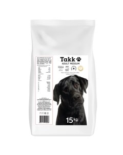 Сухой корм для собак с говядиной для средних пород 15 кг Takk