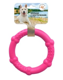 Игрушка для собак Кольцо с косточками 16 5 см розовая Зооник
