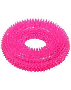 Игрушка светящаяся для собак Жевательное кольцо TPR 12 см розовая Пижон