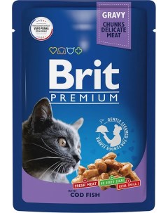 Влажный корм для кошек Premium треска 100г Brit*