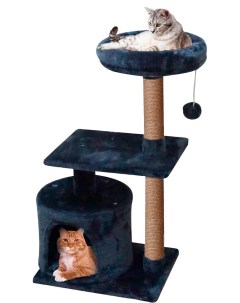 Домик когтеточка для кошки Пума 50x35х93 см комплекс с двумя лежаками черный Pet бмф