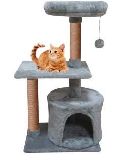 Домик когтеточка для кошки Пума комплекс с двумя лежаками серый 50x35х93 см Pet бмф