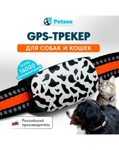 Ошейник для животных 4G Cats с GPS черный оранжевый 10 50 см Petsee