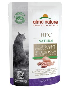 Влажный корм для кошек HFC Natural куриная грудка и утиное филе 24x55 г Almo nature