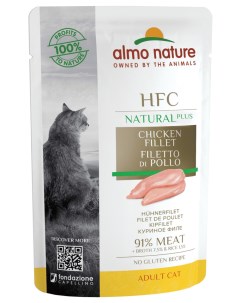 Влажный корм для кошек HFC Natural Plus куриное филе 90 мяса 24x55 г Almo nature