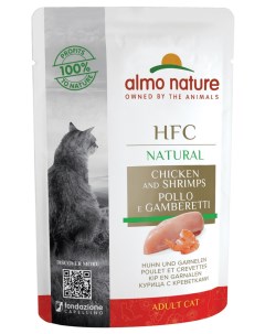 Влажный корм для кошек HFC Natural с курицей и креветками 24x55 г Almo nature