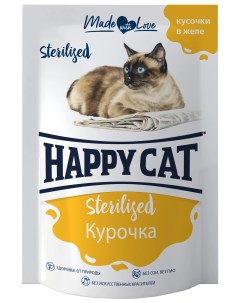 Влажный корм для кошек Sterilised для стерилизованных с курочкой 24x85 г Happy cat