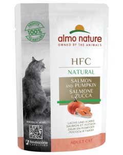 Влажный корм для кошек HFC Natural с лососем и тыквой 24x55 г Almo nature