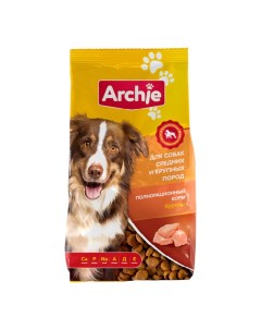 Сухой корм Archie с курицей для взрослых собак 10 кг О'кей daily