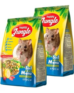 Сухой корм для декоративных крыс 2 шт по 400 г Happy jungle