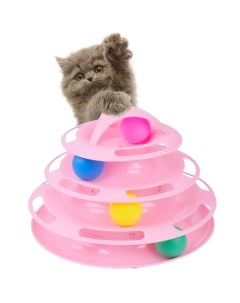 Игрушка для кошек Трек башня с мячиками розовый Чистый котик