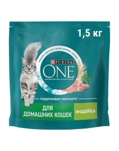 Сухой корм для кошек с индейкой и цельными злаками 1 5 кг Purina one