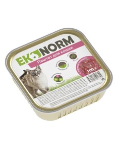Консервы для кошек с телятиной и сердцем 24шт по 100г Ekonorm