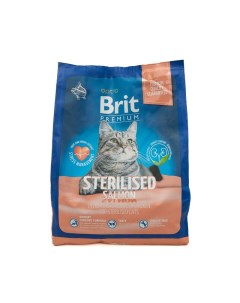Корм сухой Premium для взрослых стерилизованных кошек с лососем и курицей 8 кг Brit*