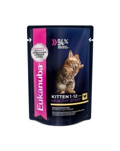 Влажный корм для котят Kitten Healthy Start курица в соусе 24шт по 85г Eukanuba