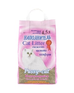 Комкующийся наполнитель Прасковейский розовый бентонитовый 4шт по 4 5л Pussy-cat