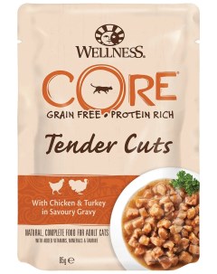 Влажный корм для кошек Tender Cuts курица и индейка в соусе 16шт по 85г Wellness core