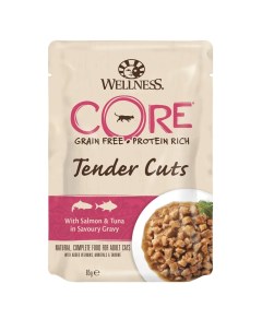 Влажный корм для кошек Tender Cuts лосось и тунец в соусе 16шт по 85г Wellness core