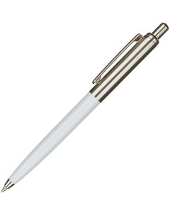 Ручка шариковая автоматическая металл корп белый серебристый синяя Nobrand