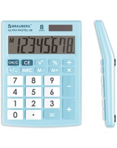 Калькулятор настольный Ultra Pastel 08 LB 8 разрядный голубой 40шт Brauberg